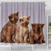 Three Burmese Cat Print Shower Curtain-Free Shipping