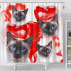 Siamese Cat On Red Print Shower Curtains-Free Shipping