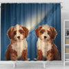 Cute Cavapoo Print Shower Curtains-Free Shipping