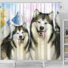Cute Alaskan Malamute Print Shower Curtains-Free Shipping