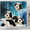 Polish Lowland Sheepdog Print Shower Curtains-Free Shipping