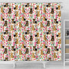 Cute Yorkie Floral Print Shower Curtains-Free Shipping