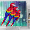 Scarlet Macaw Parrot Print Shower Curtains-Free Shipping