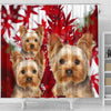 Yorkshire Terrier On Red Print Shower Curtains-Free Shipping