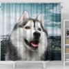Cute Siberian Husky Print Shower Curtains-Free Shipping