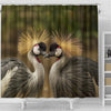 Grey Crowned Crane Bird Print Shower Curtains-Free Shipping