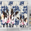 Boston Terrier Floral Print Shower Curtain-Free Shipping