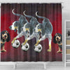 Bluetick Coonhound Playing football Print Shower Curtain-Free Shipping
